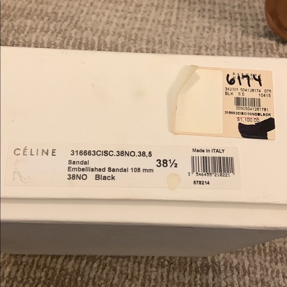 Auth New Celine Embellished Leather Sandals - Picture 4 of 7